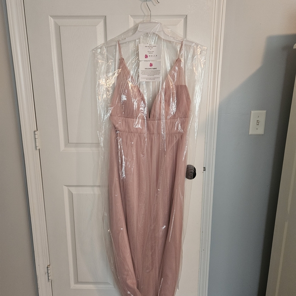 Bella Bridesmaid Blush Bobbinet Dress - Picture 1 of 5
